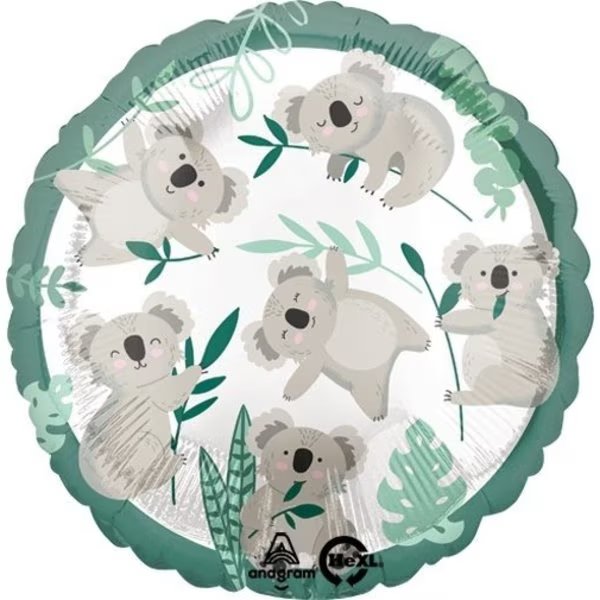 Safari-Jungle Balloons, 17 inch KOALA 2 pcs, Loonballoon, Mfr#: LOON-LAB-42554-02-A-U